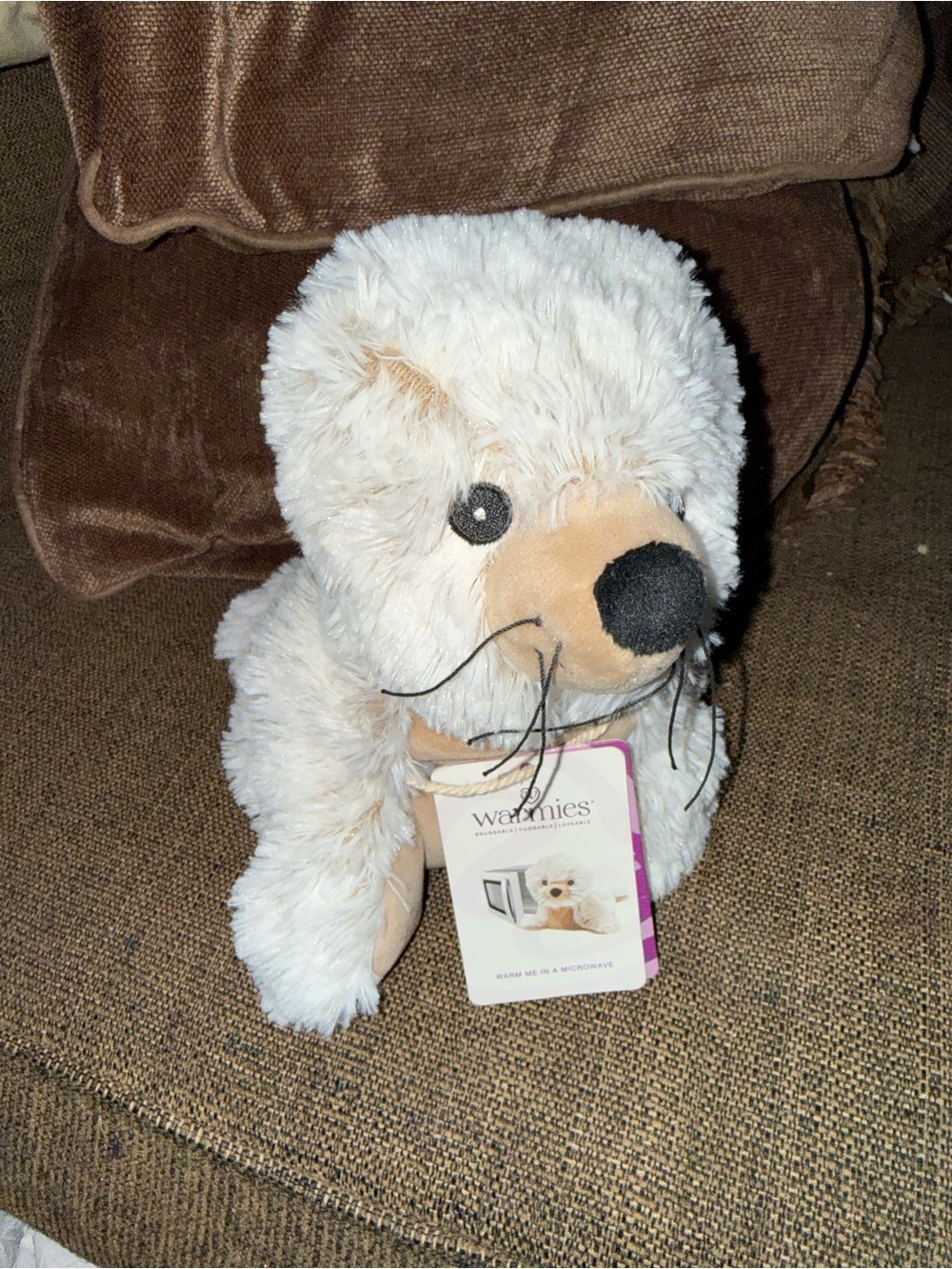 Warmies Plush Baby Seal Heatable Stuffed Animal - Cream- lavender scent- NWT